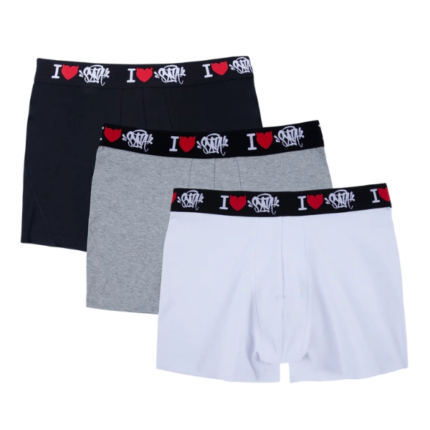 I HEART SYNA 3 PACK BOXER BLACK WHITE GREY