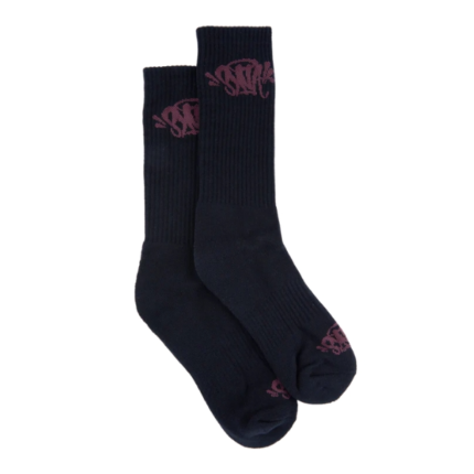 TWO PACK SYNA BLACK SOCK BURGUNDY.